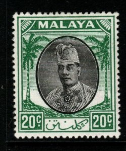 MALAYA KELANTAN SG72 1951 20c BLACK & GREEN MTD MINT