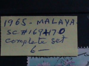 ​MALAYSIA STAMPS: 1965 SC#169 &170 -VERY OLD TWO USED SETS STAMP. VERY RARE