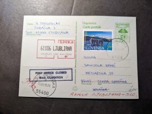 1993 Slovenia Postcard Cover Ljubljana to Hrvaska War Embargoed Returned