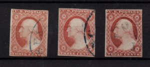 US 1851 3c Washington both shades #10 #10A fine used WS36239