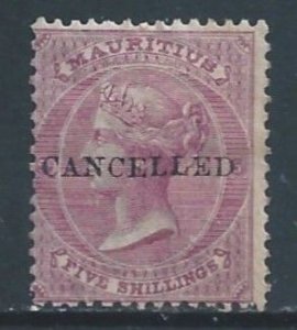 Mauritius #41 MH Ovptd. Cancelled 5sh Queen Victoria - Wmk. 1