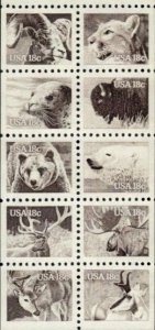 1981 18c American Wildlife, Booklet Pane of 10 Scott 1880-1889 Mint F/VF NH