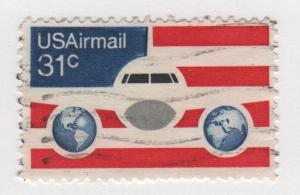 USA Airmail 1976 - Scott C90 used - 31c, Plane & Globe 