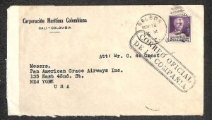 CANAL ZONE SCOTT #117 STAMP BALBOA CANAL ZONE TO NEW YORK CENSORED COVER 1942