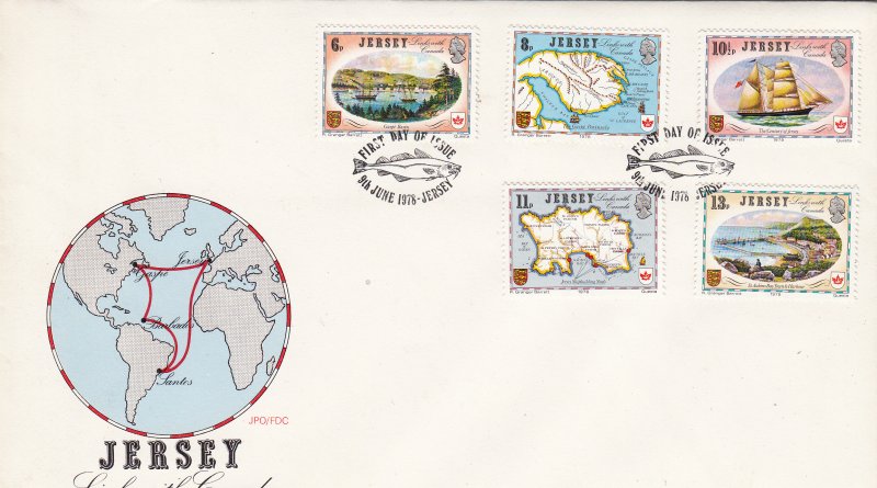 Jersey 1978,  Links with Canada set of 5,  on FDC