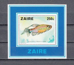 Zaire, Scott cat. 871. Local Fish s/sheet. ^