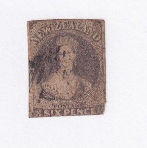 NEW ZEALAND # 24 6p CHALON HEAD LIGHTLY USED (Corner clipped) CAT VALUE $400