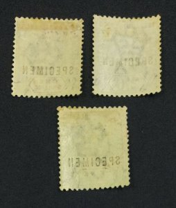 MOMEN: LEEWARD ISLANDS SG #26s-28s 1902 SPECIMEN MINT OG H £170 LOT #60940