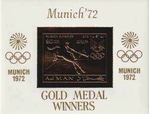 1971 Ajman - Summer Olympics '72 Munich - Gold Foil Mini Sheet - Mi-Block 292