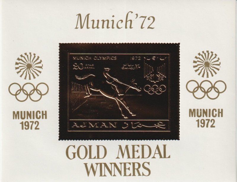 1971 Ajman - Summer Olympics '72 Munich - Gold Foil Mini Sheet - Mi-Block 292