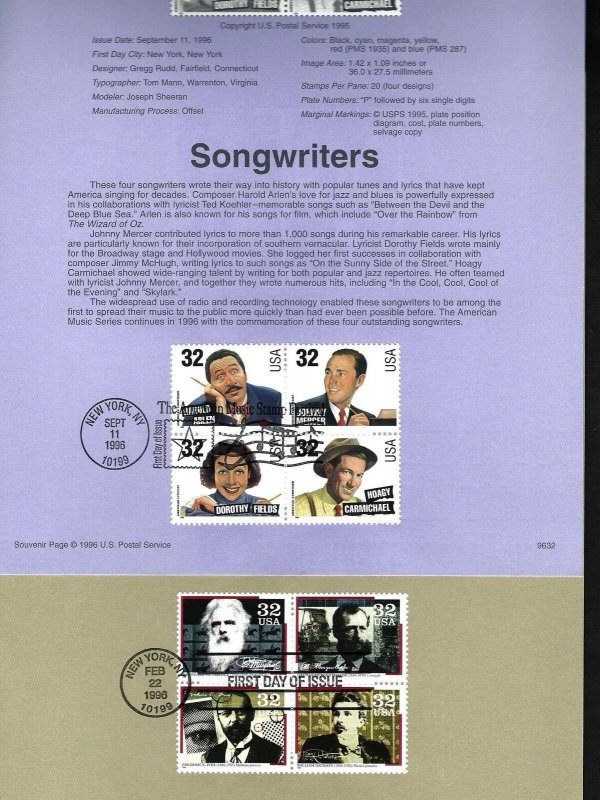 SP#120 Song & Broadway Writers Opera Singers Pioneers of Communication 4  Pages