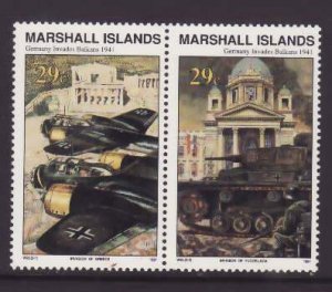 Marshall Islands-Sc#277a- id9-unused NH pair-Planes-WWII-1990-91-