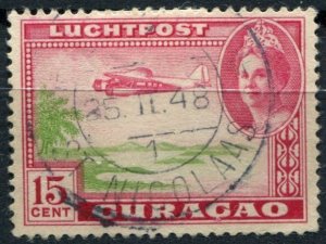 Netherlands Antilles Sc#C19 Used, 15c rose car & yel grn, Airmail (1942)