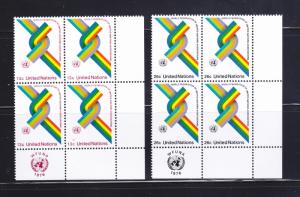 UN New York 272-273 Inscription Blocks Set MNH Interlocking Bands (A)