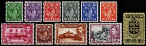 St. Lucia Scott 110 // 125 (1938-48) Mint H VF, CV $29.75 M