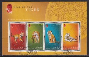 Hong Kong 2010 Lunar New Year of the Tiger Miniature Sheet Fine Used