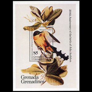 GRENADA GRENADINES 1985 - Scott# 641 S/S Audubon Bird NH creases