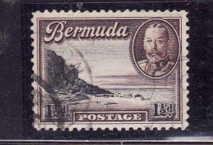 Bermuda-Sc #107-used-1&1/2p choc & blk-KGV-1936-40-