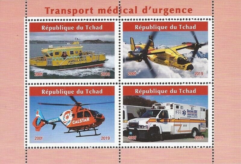 Chad - 2019 Emergency Medical Vehicles - 4 Stamp Sheet - 3B-729