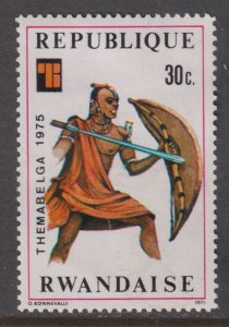 Rwanda 706 Warrior with Shield and Spear 1975