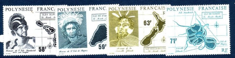 FRENCH POLYNESIA Sc 534-7 NH ISSUE OF 1990 - MAPS