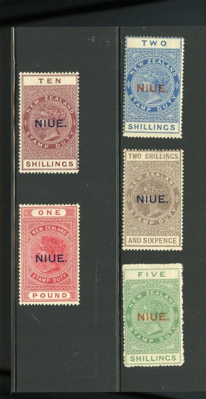 NIUE POSTAL FISCALS  SCOTT # 30/34  MINT HINGED--SCOTT $401.00 