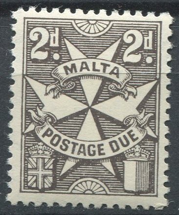 Malta Sc#J14 MNH, 2p brn gray, Postage Dues 1925-1970: Maltese cross (1925)