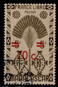 Madagascar Scott 263 Used  1945 surcharged stamp