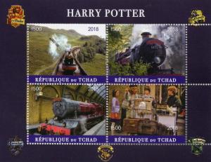 Harry Potter Stamps Chad 2018 MNH Hogwarts Express Trains Movies Film 4v M/S II