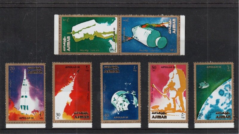 Ajman - 1971 - Apollo 16 PERF set of 7 MNH - Mi-1014A-1020A