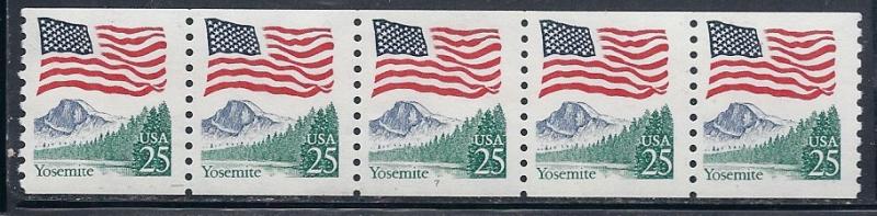 US#2280  25c strip of 5 Plate# 1  (MNH) CV $3.50