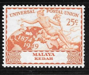 Malaya Kedah 59: 25c Mercury Scattering Letters, MH, F-VF