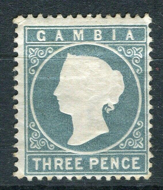 GAMBIA; 1886 classic QV Crown CA issue Mint hinged Shade of 3d. value