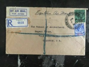 1947 Malaya Singapore Registered Cover To School Of Accountancy Glasgow Scottla