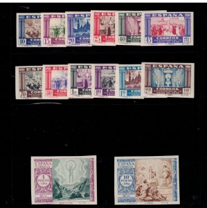 Spain #B109 - #B122 Extra Fine Never Hinged Imperf Set