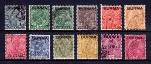 Burma - Scott #1//12 - Used - Short set - SCV $6.85