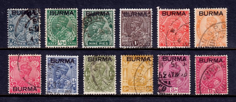 Burma - Scott #1//12 - Used - Short set - SCV $6.85