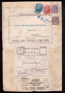 Canada #46 #47 #76 #83 Used On Rare Parcel Post Letter To Brussels Belgium