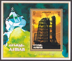 AJMAN - 1971 APOLLO 16 / SPACE - SOUVENIR SHEET MINT NH