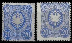 Germany  1875/80 ☀ 20pf Value in PFENNIGE and PFENNIG ☀ MNG stamps
