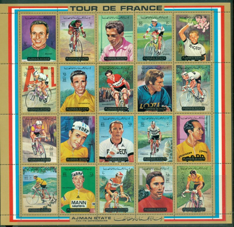 Ajman 1972 Mi#1351-1370 Tour de France Cycling sheet MLH