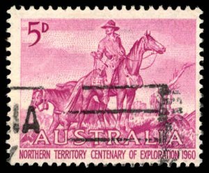 AUSTRALIA Sc 336 USED - 1960 5p - The Overlanders '; TYPE 1 Rough Mane