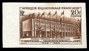 French Colonies, French Equatorial Africa #199P, 1958 WHO, imperf. trial colo...