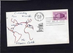 1112 Atlantic Cable, FDC, CV $1.00