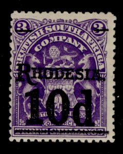 RHODESIA EDVII SG117, 10d on 3s deep violet, M MINT. Cat £18.