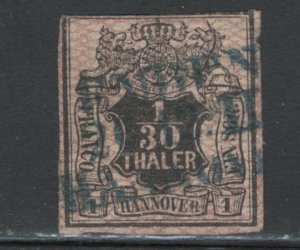 German States - Hanover 1856 Coat of Arms 1/30th Scott # 12 Used