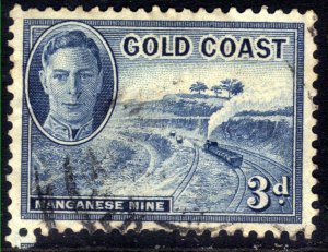 Gold Coast 1948 KGV1  3d Blue Used SG 140 ( A286 )