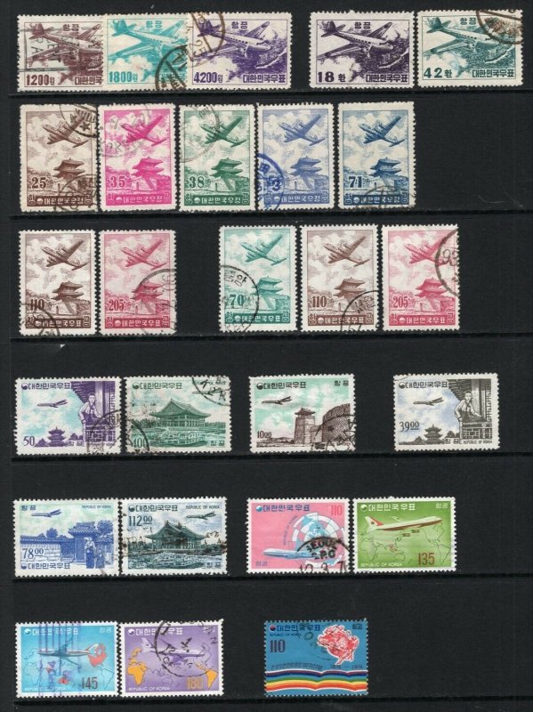 Korea 1952-74 Selection of 26 Airmail Stamps Used CV$110