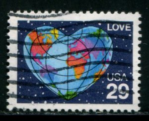 2535 US 29c Love - Earth Map, used