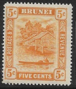 BRUNEI SG49 1916 5c ORANGE MTD MINT